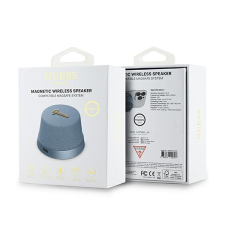 Guess Magnetic Script Metal Logo - Bluetooth Speaker V5.3 (blue)