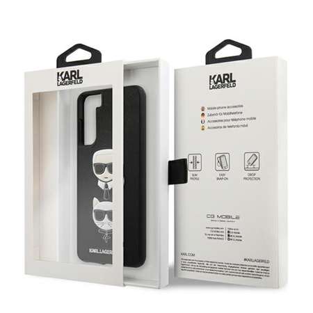 Karl Lagerfeld Saffiano Karl & Choupette Heads - Etui Samsung Galaxy S21+ (czarny)