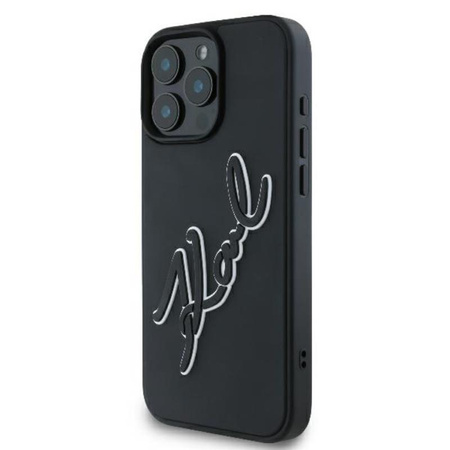 Karl Lagerfeld 3D Rubber Bicolor Signature - Hülle für iPhone 16 Pro (schwarz)