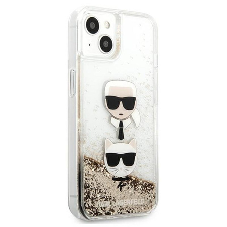 Karl Lagerfeld Liquid Glitter Karl & Choupette Head - iPhone 13 mini Hülle (gold)