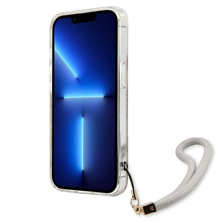 Guess Flower Cord - Etui ze smyczką iPhone 13 Pro Max (Gold)