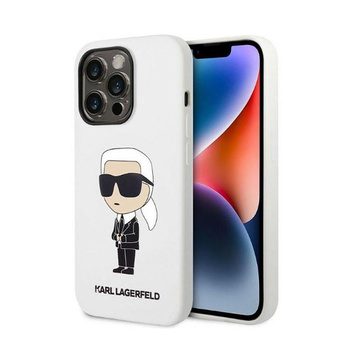 Karl Lagerfeld Silikon NFT Ikonik - Hülle für iPhone 14 Pro (Weiß)