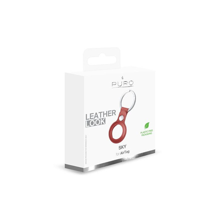 Pouzdro Puro SKY - Klíčenka Apple AirTag z ekokůže (červená)