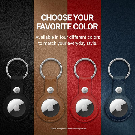 Crong Leather Case with Key Ring - Schutzhülle mit Schlüsselring für Apple AirTag (Braun)