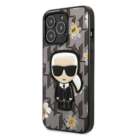 Karl Lagerfeld Iconic Karl Flower - pouzdro pro iPhone 13 Pro Max (šedé)