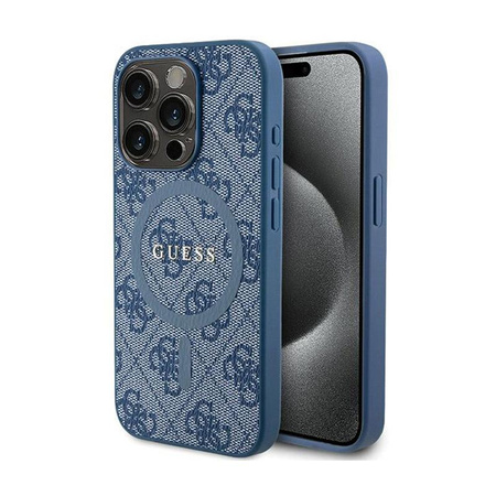 Guess 4G Collection Leather Metal Logo MagSafe - iPhone 14 Pro Max Case (blue)
