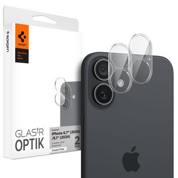 Spigen Optik GLAS.TR Camera Protector 2er-Pack - Objektivschutzglas für iPhone 16 / 16 Plus (2 Stück) (Transparent)