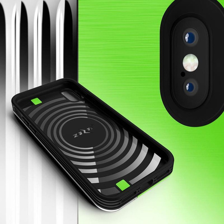 Zizo Retro Series - iPhone Xs / X Hülle mit Kartenschlitzen + Ständer + 9H Glas für Bildschirm (Neon Grün/Silber)