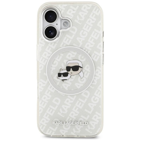 Karl Lagerfeld IML Glitter Karl & Choupette Heads Logo MagSafe - Hülle für iPhone 17 (grau)