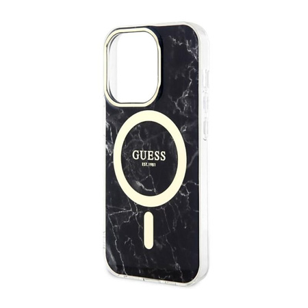 Guess Marble MagSafe - Schutzhülle für iPhone 14 Pro Max (Schwarz)