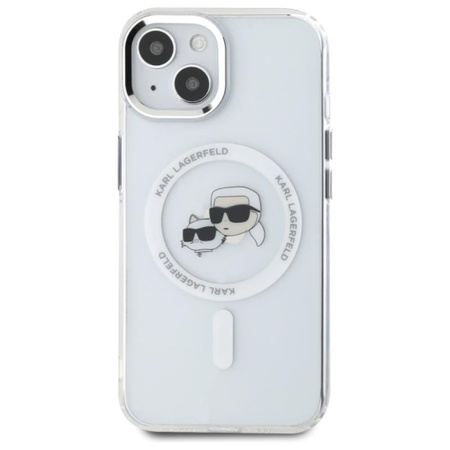 Karl Lagerfeld IML Metal Karl & Choupette Head MagSafe - Hülle für iPhone 15 (weiß)