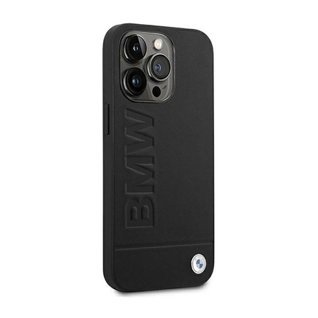 BMW Leder Hot Stamp - iPhone 14 Pro Max Tasche (Schwarz)