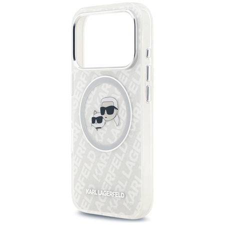 Karl Lagerfeld IML Glitter Karl & Choupette Heads Logo MagSafe - Case for iPhone 17 Pro (gray)