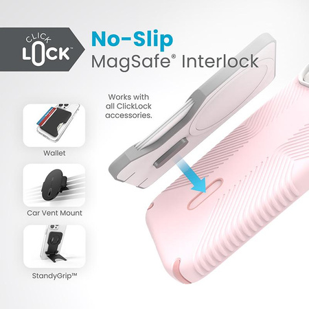 Speck Presidio2 Grip ClickLock & MagSafe - Case for iPhone 15 / iPhone 14 / iPhone 13 (Nimbus Pink / Dahlia Pink)