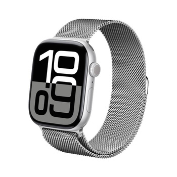 Crong Milano Steel - Rozsdamentes acél szíj Apple Watch 38/40/41/42 mm-es órához (ezüst)