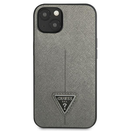 Guess Saffiano Triangle Logo Case - Cover for iPhone 13  (Silver)