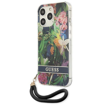 Guess Flower Cord - tok zsinórral iPhone 13 Pro Max (kék)