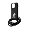 Karl Lagerfeld Crossbody Saffiano Metal Pin Karl & Choupette - pouzdro na iPhone 14 Pro (černé)