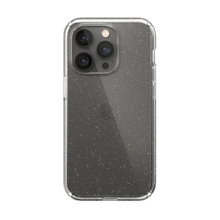 Speck Presidio Perfect-Clear with Glitter - Etui iPhone 14 Pro z powłoką MICROBAN (Clear / Gold Glitter)