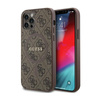 Kožené pouzdro Guess 4G Collection Metal Logo MagSafe - iPhone 12 / iPhone 12 Pro (hnědé)