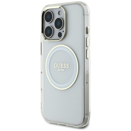 Guess IML Metal Colored Circle Classic Logo MagSafe - Hülle für iPhone 16 Pro Max (weiß)