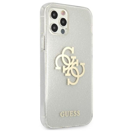 Guess Glitter 4G Big Logo - pouzdro pro iPhone 12 / iPhone 12 Pro (průhledné)