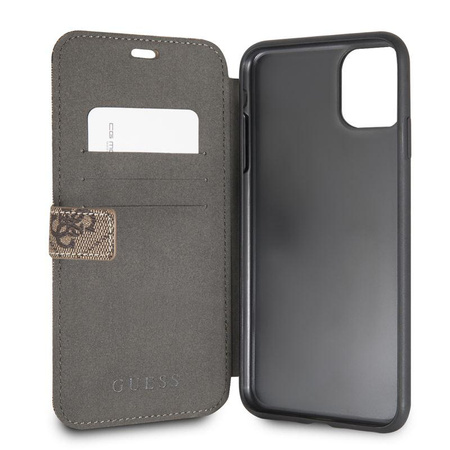 Guess Booktype 4G Charms Collection - iPhone 11 Pro Max Case with Card Pockets (brown)