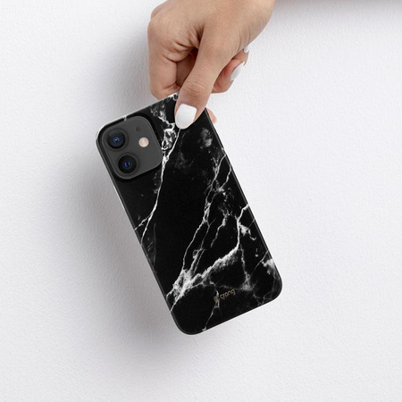 Crong Marble Case - Coque pour iPhone 12 Mini (noir)