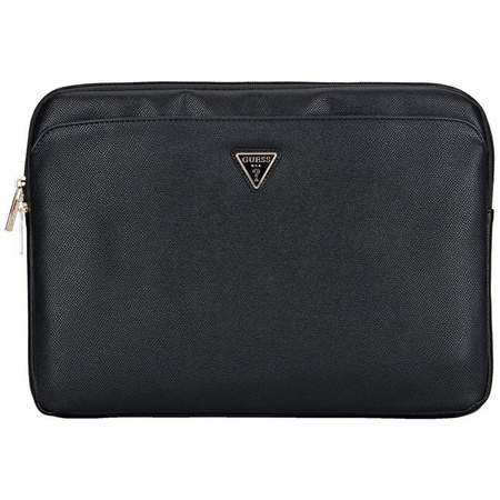 Guess Grained Zipper Pocket Triangle Logo Sleeve - Etui na notebooka 14" (czarny)