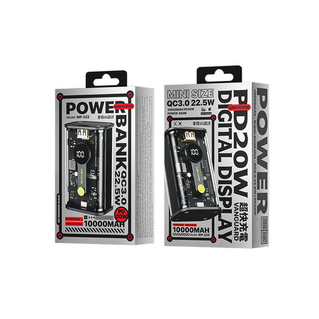 WEKOME WP-333 Vanguard Series - Power banka 10000 mAh Super nabíjení PD 20W + QC 22,5W (černá / průhledná)