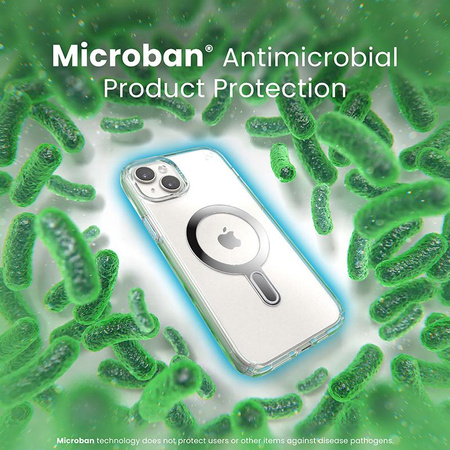 Pouzdro Speck Presidio Perfect-Clear ClickLock & Magsafe pro iPhone 15 Plus / iPhone 14 Plus (průhledné / chromované / stříbrné)