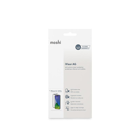 Moshi iVisor AG - Film de protection d'écran mat pour iPhone 12 / iPhone 12 Pro (cadre noir)