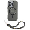 Guess IML Glitter With Pearl Strap MagSafe - Case for iPhone 16 Pro (Black)