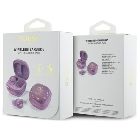 Guess 4G Printed Logo - TWS Bluetooth Headphones + Charging Case (purple)