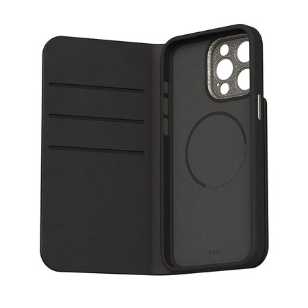 Moshi Overture MagSafe - Leather 3-in-1 flip case for iPhone 15 Pro Max (Midnight Black)