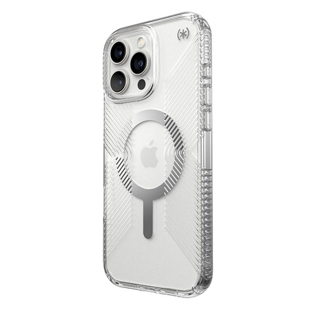 Speck Presidio Perfect-Clear Grip MagSafe - Pouzdro iPhone 16 Pro Max (Clear / Chrome Finish / Serene Silver)