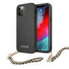 Guess Saffiano Chain - pouzdro pro iPhone 12 / iPhone 12 Pro (černé)
