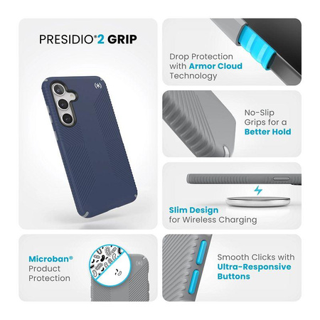 Speck Presidio2 Grip - pouzdro pro Samsung Galaxy S24+ (pobřežní modrá / prachově šedá)