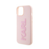 Karl Lagerfeld 3D Gummi Glitter Logo - iPhone 15 Tasche (rosa)
