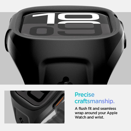 Spigen Liquid Air Pro - Bracelet avec étui pour Apple Watch 10 46 mm (Noir mat)