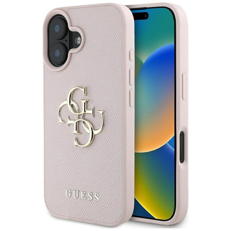 Guess szemcsés Big 4G Logo Small Classic Logo - tok iPhone 16 készülékhez (rózsaszín)