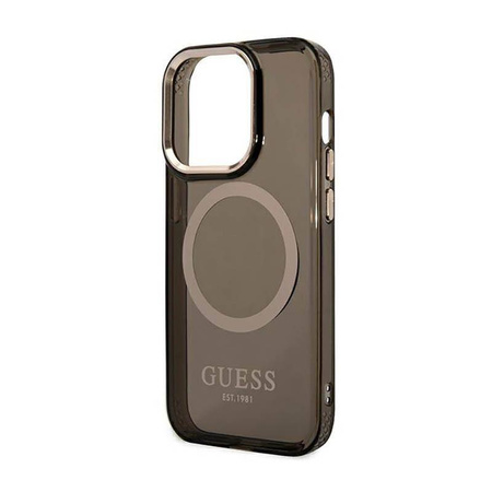 Guess GUHMP14XHTCMK iPhone 14 Pro Max 6,7" czarny/black hard case Gold Outline Translucent MagSafe