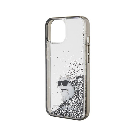Karl Lagerfeld Liquid Glitter Choupette - pouzdro pro iPhone 15 (průhledné)