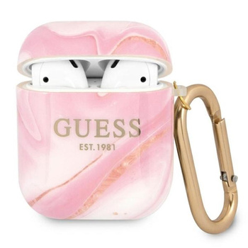 Guess Marble Est. - Étui Airpods (rose)