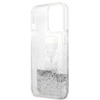 Karl Lagerfeld Liquid Glitter Karl & Choupette Head - Etui iPhone 13 Pro (srebrny)