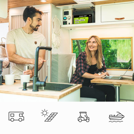 Green Cell - LiFePO4 12V 12.8V 60Ah Batterie für Photovoltaikanlagen, Wohnmobile und Boote