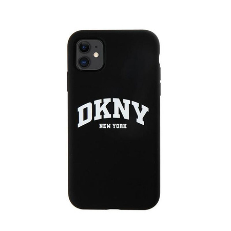 DKNY Liquid Silicone fehér nyomtatott logóval MagSafe - iPhone 11 tok (fekete)