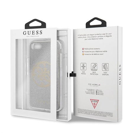 Guess Circle Glitter 4G - iPhone SE 2020 / 8 / 7 Tasche (Hellgrau)