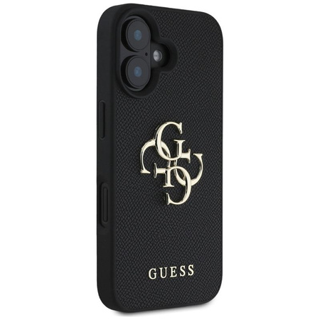 Guess Grained Big 4G Logo Small Classic Logo - Hülle für iPhone 16 (schwarz)