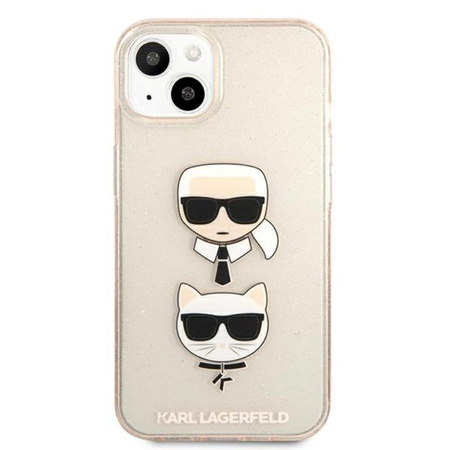 Karl Lagerfeld Glitter Karl & Choupette Head - Etui iPhone 13 (złoty)